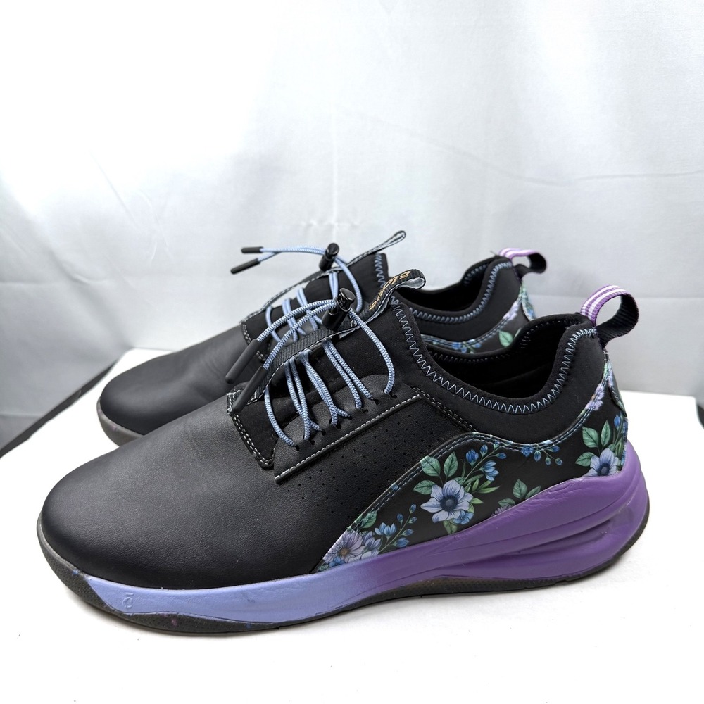 Clove Shoes Size 11.5 Black Slip Resistant Athletic Medical / Violet Floral